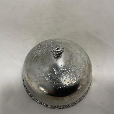 -153- Metal with Designed Rim | Butter Insert | Serving Knife | Covered Butter Dish