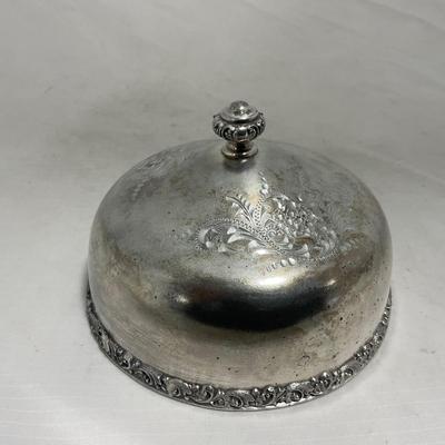 -153- Metal with Designed Rim | Butter Insert | Serving Knife | Covered Butter Dish