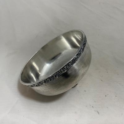 -153- Metal with Designed Rim | Butter Insert | Serving Knife | Covered Butter Dish