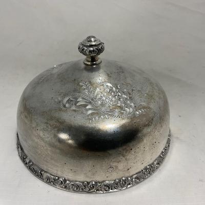 -153- Metal with Designed Rim | Butter Insert | Serving Knife | Covered Butter Dish