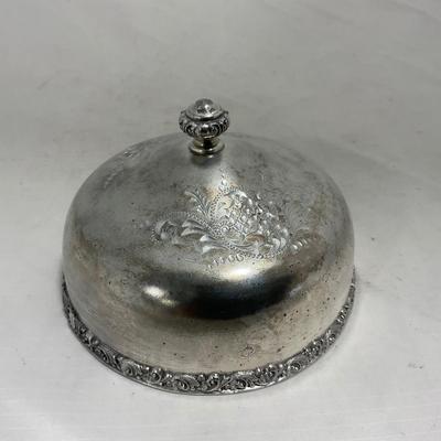 -153- Metal with Designed Rim | Butter Insert | Serving Knife | Covered Butter Dish