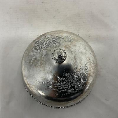 -153- Metal with Designed Rim | Butter Insert | Serving Knife | Covered Butter Dish
