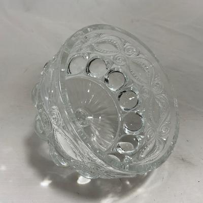 -154- Heavy Clear Glass | Matching Set | Covered Butter Dish | Toothpick Holder