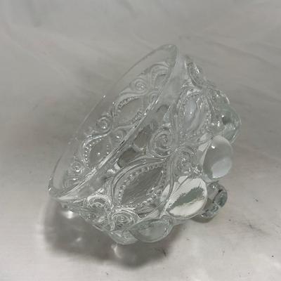 -154- Heavy Clear Glass | Matching Set | Covered Butter Dish | Toothpick Holder