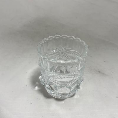 -154- Heavy Clear Glass | Matching Set | Covered Butter Dish | Toothpick Holder
