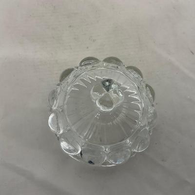 -154- Heavy Clear Glass | Matching Set | Covered Butter Dish | Toothpick Holder