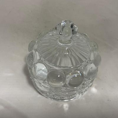 -154- Heavy Clear Glass | Matching Set | Covered Butter Dish | Toothpick Holder