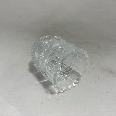 -154- Heavy Clear Glass | Matching Set | Covered Butter Dish | Toothpick Holder
