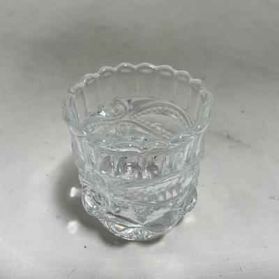 -154- Heavy Clear Glass | Matching Set | Covered Butter Dish | Toothpick Holder