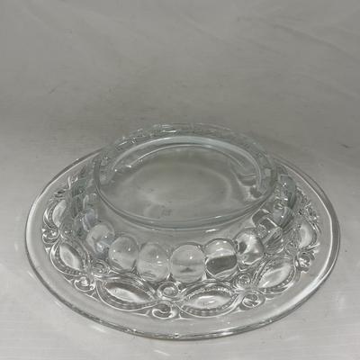 -154- Heavy Clear Glass | Matching Set | Covered Butter Dish | Toothpick Holder
