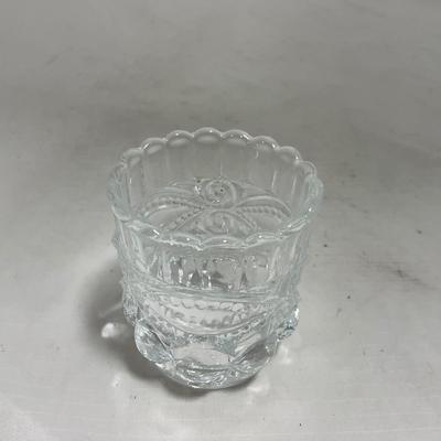 -154- Heavy Clear Glass | Matching Set | Covered Butter Dish | Toothpick Holder