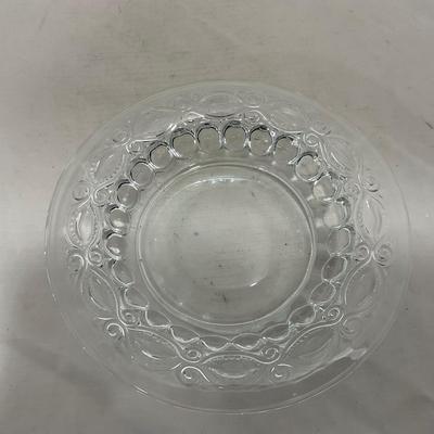 -154- Heavy Clear Glass | Matching Set | Covered Butter Dish | Toothpick Holder