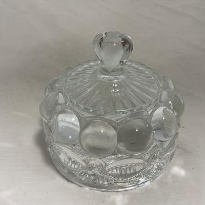 -154- Heavy Clear Glass | Matching Set | Covered Butter Dish | Toothpick Holder