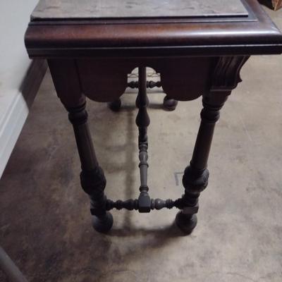 Antique Mahogany Window Table with Marble Top by Knoxville Tables