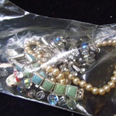 Assortment of Fashion Jewelry with Wooden Jose Cuervo 1800 Storage Box (#563)