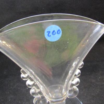 Vintage Art Deco Style Fan Shaped Glass Vase (#200)