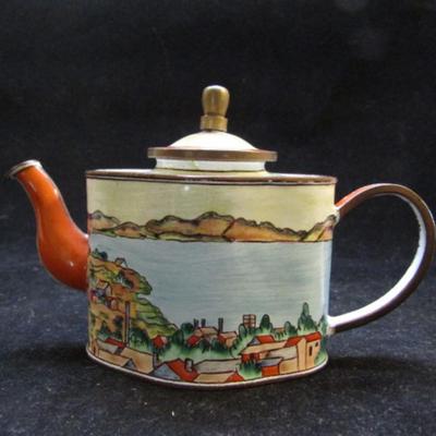 Miniature Enamel Teapot by Charlotte Di Vita- P. Cezanne Painting (#182)