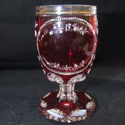 Collection of Ruby Cut to Clear Glassware (#155)