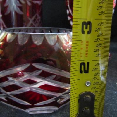 Collection of Ruby Cut to Clear Glassware (#155)