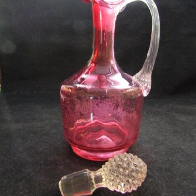 Cranberry Glass Cruet with Stopper (#145)