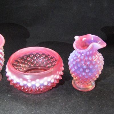 Group of Pink Glass Hobnail Pieces- Possibly Fenton (#132)