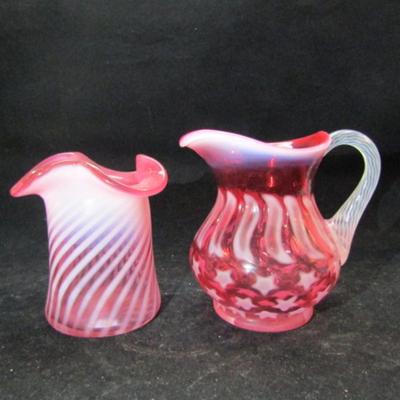Vintage Fenton- Two Small Cranberry Glass Pieces (#99)