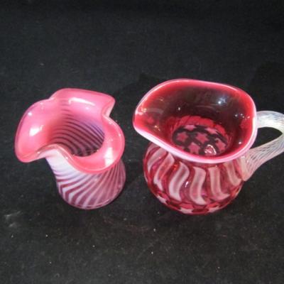Vintage Fenton- Two Small Cranberry Glass Pieces (#99)