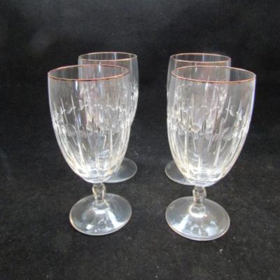 Group of Four Waterford Crystal Gold Rim Goblets (#85)