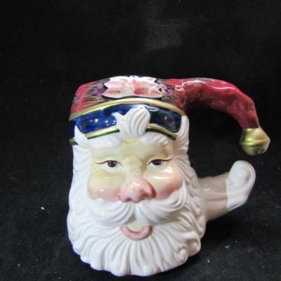 Two Santa Theme Ceramic Pieces- One Mug and One Pitcher (#367)