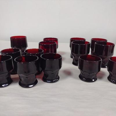 Collection of Ruby Red Drink Ware- Possibly Vintage Anchor Hocking (#164)