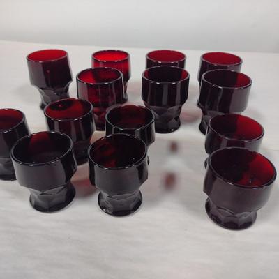 Collection of Ruby Red Drink Ware- Possibly Vintage Anchor Hocking (#164)