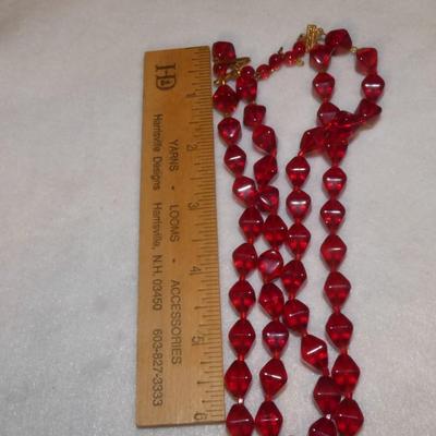 Mid Century Red Glass Beaded necklace