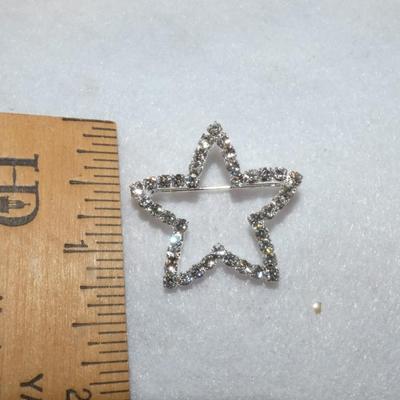Rhinestone Silver Star Pin