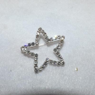 Rhinestone Silver Star Pin