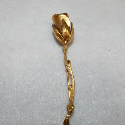 Gold Tone Rose Pin, Golden Rose Brooch