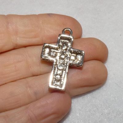 Silver Tone Rhinestone Cross Pendant