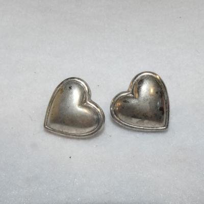 Silver tone heart post Earrings