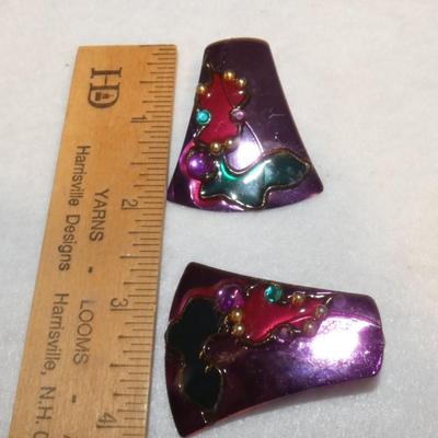 1980's Enamel Purple Earrings