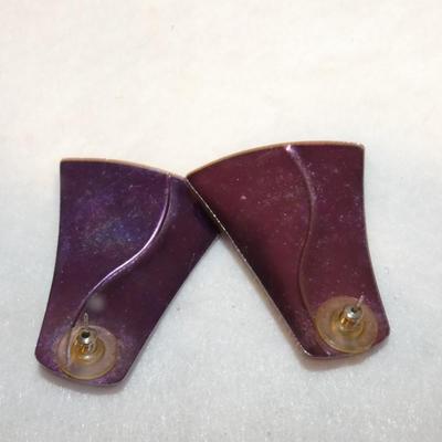 1980's Enamel Purple Earrings