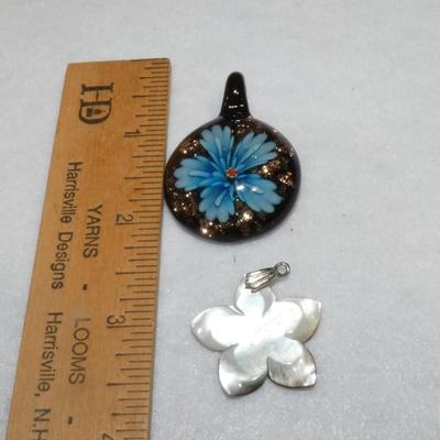 Flower Pendant Charms, Glass & Shell