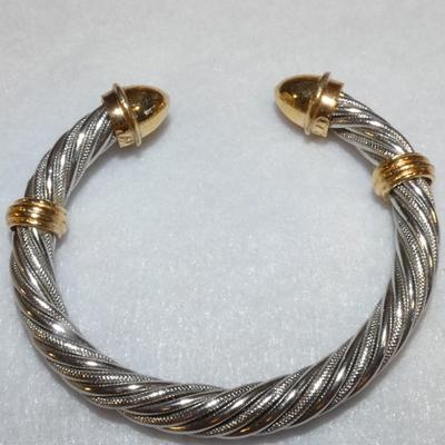 Silver & Gold Tone Rope Twist Cuff