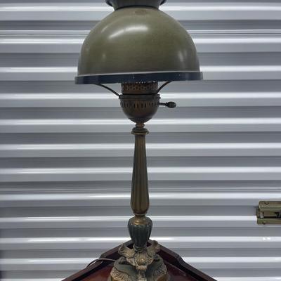 Vintage green lamp.   26”