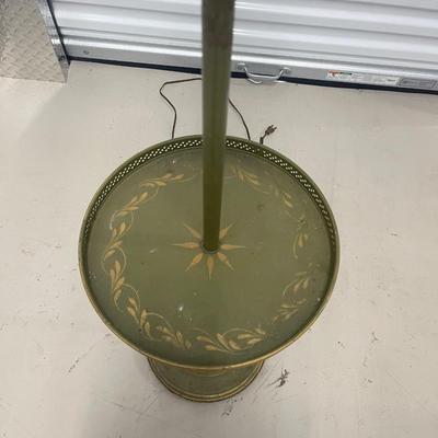 Vtg  green and brass floor lamp. Needs shade. 50” tall