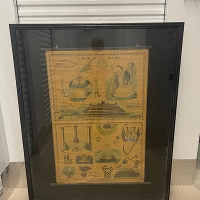 Large framed Mason scroll.  49” x 61”