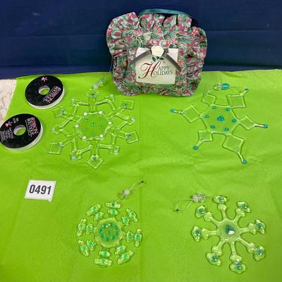 Glass Snowflakes and Ribbon
