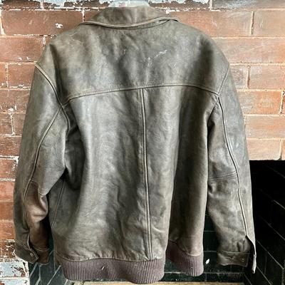 Lot 238 Cherokee Mens Leather Bomber Jacket Size Large Quilted Liner