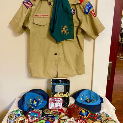 Lot 241 Vintage Boy Scout Shirt Hats Patches Uniform Neckercheif