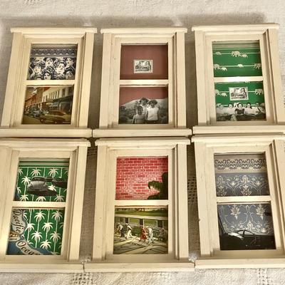 Lot 244 Group 6 Window Frames Art Collages 3"x5"