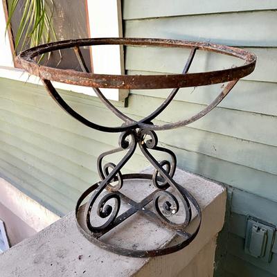 Lot 245 Wrought Iron Outdoor Table Base + Wall Shelf