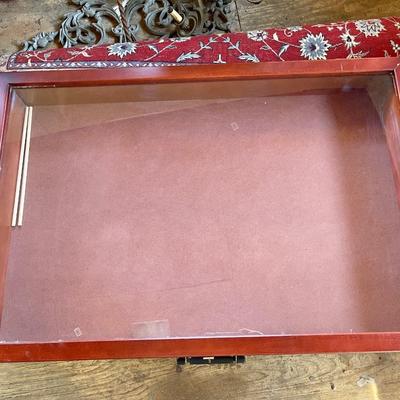 Lot 246 Wood Portable Market Showcase Glass Top Pad Lock Never Used